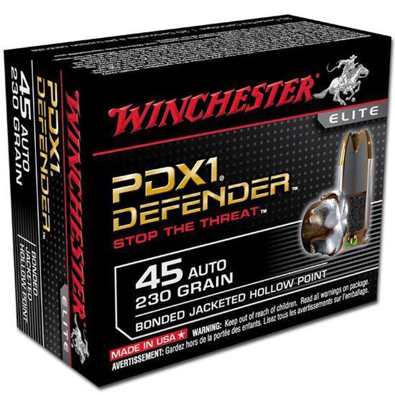 Winchester Defender .45 ACP Ammo 230 Grain Bonded JHP 20 Rounds