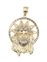 High Shine Heavy Large 3D Jesus Pendant in 10KT Yellow Gold - 18.60 Grams