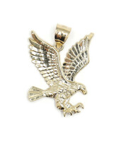 10KT Yellow Gold High Shine Flying Eagle 2.20 Gram Graphic Necklace Pendant