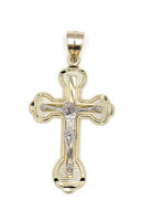 Classic 10KT Yellow Gold Crucifix Rounded Cross Necklace Pendant 4.20 Grams