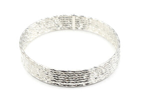 Beautiful Women's High Shine 7 Sterling Silver Twisted Design Bangle Bracelets 