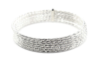 Beautiful Women's High Shine 7 Sterling Silver Diamond Cut Bangle Bracelets