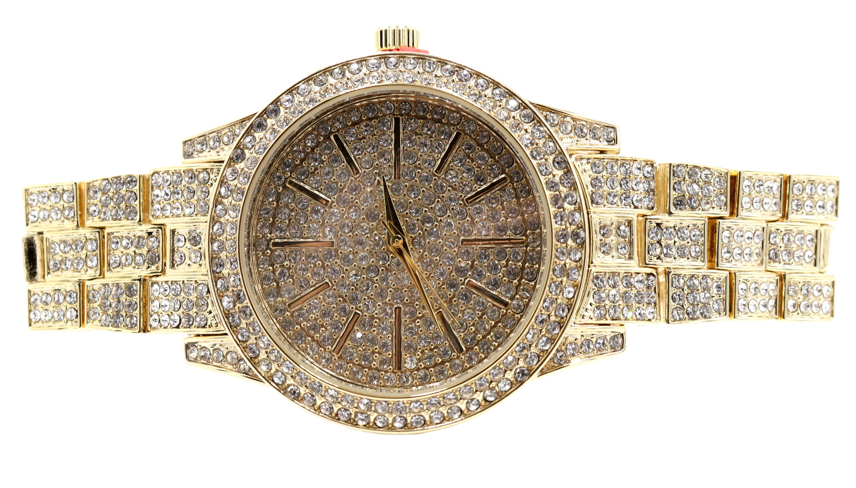 Men's Yellow Gold Tone Stainless Steel CZ Encrusted Watch by NY London 1621