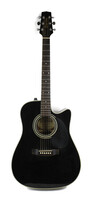 Vintage Carlos E441C Acoustic Electric Guitar Single Cutaway - Black Finish