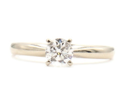 Women's 0.51 Ctw Round Diamond Solitaire Engagement Ring In 14KT White Gold 