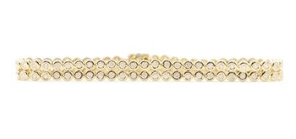 3.00 ctw Round Diamond Double Row Tennis Bracelet in 14KT Yellow Gold - 14.5g 