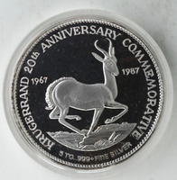 1967 / 1987 KRUGERRAND 5 OZ *PROOF* SILVER COIN - 20TH ANNIVERSARY COMMEMORATIVE