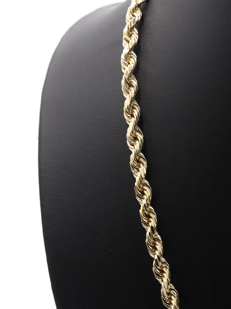 Men's 10KT Yellow Gold 6.6mm Wide Hollow Rope Chain 24
