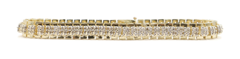 Stunning 6.70 ctw Round Diamond Statement Tennis Bracelet in 10KT Yellow Gold