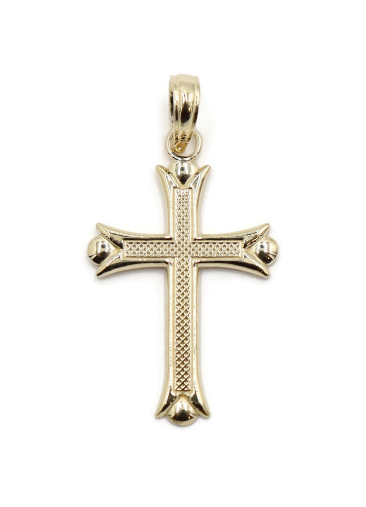 14KT Yellow Gold Cross Necklace Pendant by De-eni - Made in USA - 1.10 ...