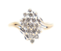 Women's Estate 0.42 ctw Round Diamond Marquise Cluster Ring in 10KT Yellow Gold
