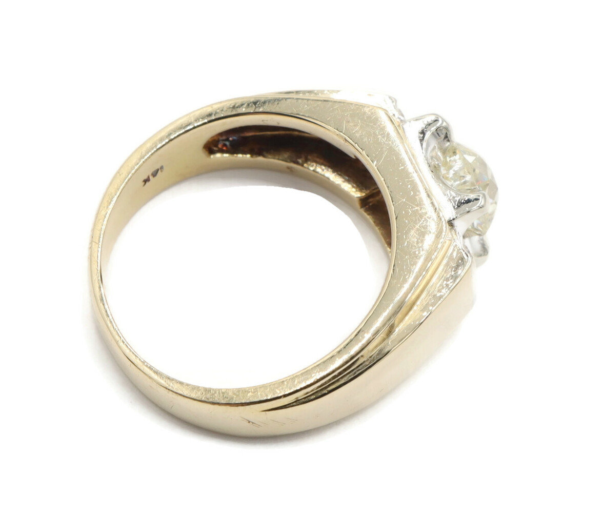 Men's 1.68 cttw Round Diamond European Cut 14KT Signet Style Statement Ring
