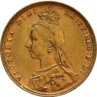 1890 Gold Sovereign Victoria Jubilee Head London 8.0g 22K