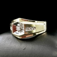 Gold Gentleman's Ring With Diamonds 10kt Size 9 1/2