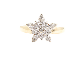Women's 0.31 ctw Round & Baguette Cut Diamond Star Cluster Ring in 10KT Gold