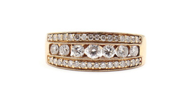 Stunning 1.60ctw Round Diamond Statement Band Ring in 14KT Yellow Gold Size 8