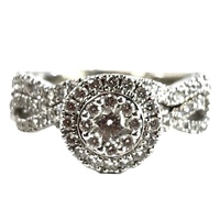 "Green Dot" Ladies 14kt White Gold and Diamond Wedding Set , Size 5 1/2 