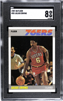 Julius Erving - 1987-88 Fleer Basketball Card #35 - Philadelphia 76ers SGC 8