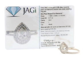1.35 ctw Round and Pear Cut Diamond Double Halo 14KT White Gold Wedding Ring Set