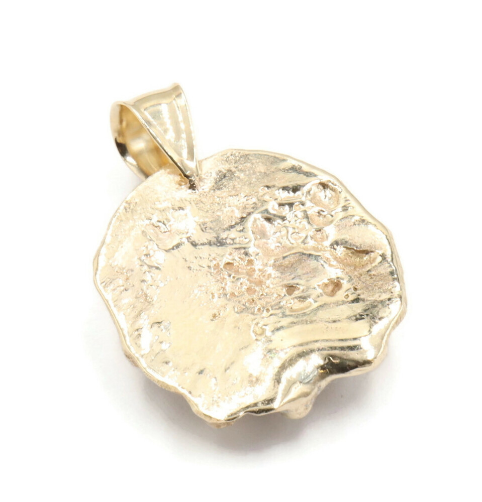 Men's Lucky 0.77 ctw Round Diamond 14KT Gold Nugget Horseshoe Necklace Pendant