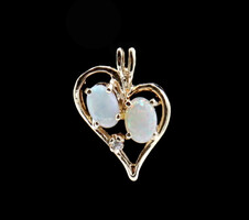 Women's Synthetic Opal & 0.01 ctw Diamond Heart Pendant in 10KT Yellow Gold 1.6g