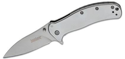 Kershaw 1730SS Zing Assisted Flipper Knife 3" Bead Blast Plain Blade, Stainless 