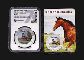 U.S. State Animal Series 2021 Cook Is. S $5 Kentucky Thoroughbred NGC MS70 Coin