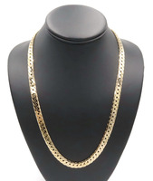 Italy 14KT Yellow Gold 7.7mm Wide Heavy Flat Cuban/Herringbone Necklace 22" 49g