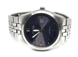 Citizen Eco-Drive E011-S066441 Stainless Solar Powered Blue Face Wrist Watch 