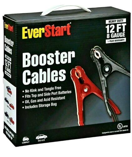 New!! EverStart WMBC1208B Heavy Duty 12 Ft 8 Gauge Booster Jumper ...