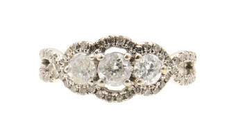 Women's Past, Present, And Future 1.0 ctw Round Diamond Ring In 14KT White Gold