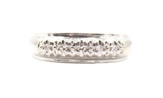 Women's 0.10 ctw Round Diamond 14KT White Gold Wedding Band Ring Size 5 3/4 4g