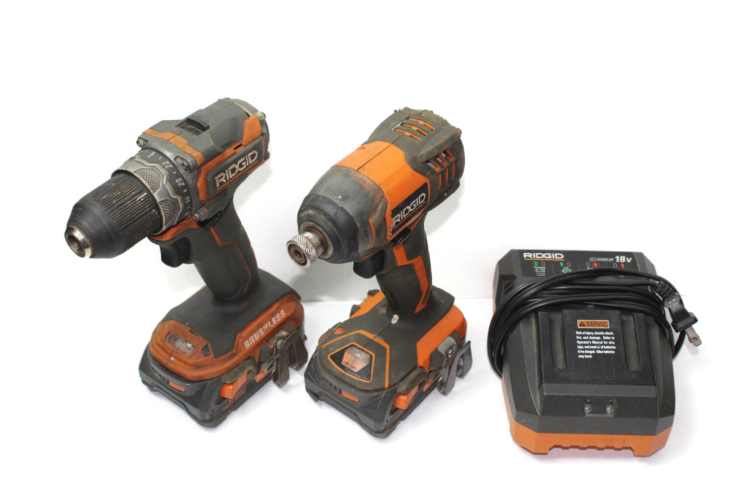 Ridgid Drill and Impact 18V with 2 Batteries and Charger USA Pawn