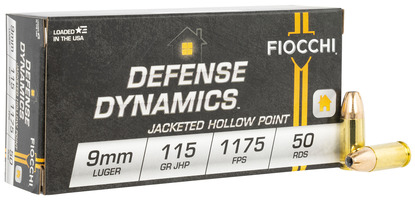 Fiocchi Pistol Shooting Dynamics Personal Defense 9mm Luger Ammunition 50 Rounds
