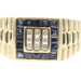 "Green Dot" Men's 10KT Gold Watch Band Style Ring, 1.10 ctw Sapphires & Diamonds