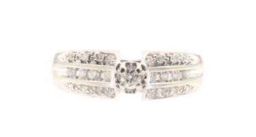 Women's 0.55 ctw Round Cut Diamond Cathedral Engagement Ring In 10KT White Gold