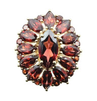 Women's Large 25mm Stunning 6.0 ctw Marquise & Garnet 10KT Gold Cluster Ring 