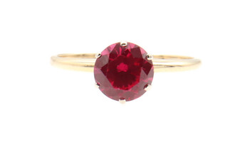 Women's Rich Red 1.0 ctw Lab Created Ruby in 14KT Yellow Gold Solitaire Ring 