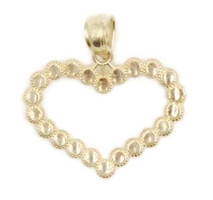 Women's Stunning 10KT Yellow Gold High Shine Filigree Heart Necklace Pendant 