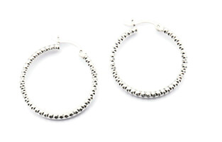New! Women's Sterling Silver (925) High Shine Diamond Cut Medium Hoop Earrings 
