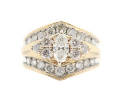 Women's Estate 1.70 ctw Marquise & Round Diamond Channel 14KT Engagement Ring 