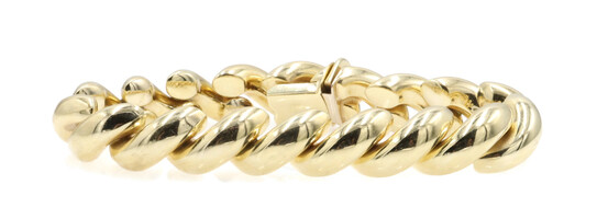 Women's Estate Retro Semi-Hollow Twist Link 10KT Yellow Gold Fancy Bracelet 21g