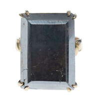 Estate 13.0 ctw Black Opaque Rectangle Cut Gemstone 14KT Yellow Gold Ring - 10g