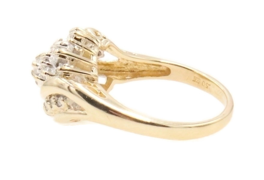 Women's Estate 14KT Yellow Gold 0.50 ctw Round & Baguette Diamond Cluster Ring