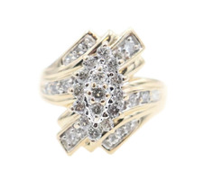Estate 1.00 ctw Round Diamond Marquise Cluster 14KT Yellow Gold Statement Ring