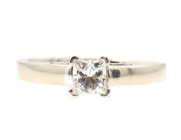 "Green Dot" The Leo 0.47 ctw Princess Cut 14KT White Gold Engagement Ring