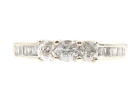 "Green Dot" Past, Present, & Future 1.0 Ctw Round Diamond Ring 10KT White Gold  