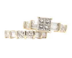 2.00 ctw Round, Princess, & Baguette Diamond 14KT Yellow Gold Wedding Ring Set