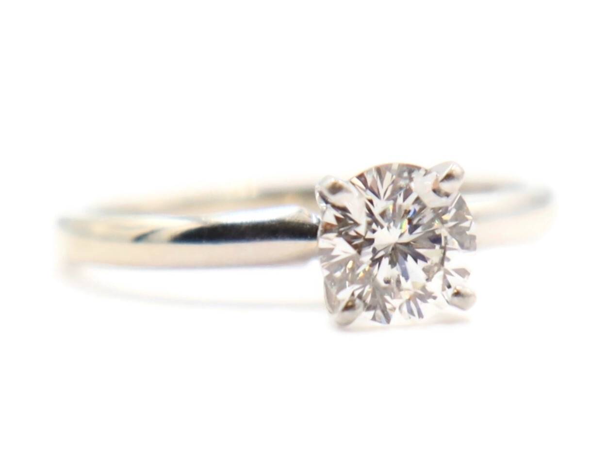 0.87 ctw 14KT White Gold and Platinum The Leo Round Diamond Solitaire Ring 