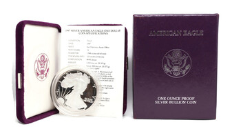 1987 S Proof Silver American Eagle One Dollar $1.00 Coin 1oz .999 Fineness W/COA